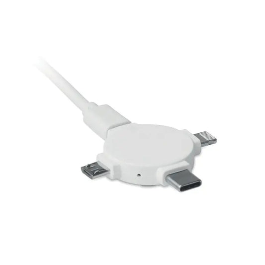 Alb adaptor de cablu 3 in 1 cu conectori usb-a lightning si type-c pentru incarcarea mai multor dispozitive