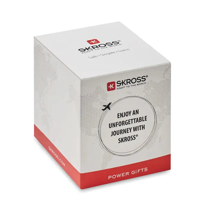 Cutie albă și roșie skross pentru adaptorul skross muv usb a c cu model glob subtil