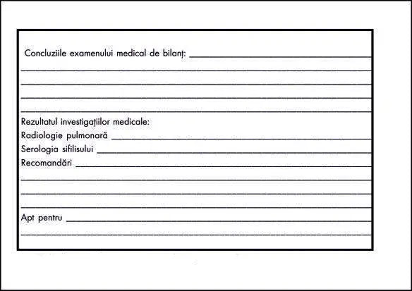 Adeverință medicală tipizată a6 negru și alb cu secțiuni pentru concluzii, rezultate și recomandări medicale
