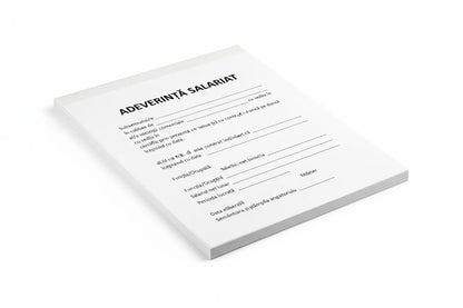 Adeverință salariat a5 alb cu text tipizat negru imprimat pe coperta pentru documente personalizabile 100 file