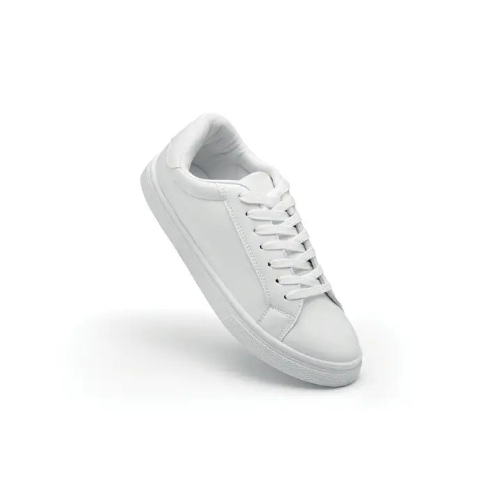Adidași albi din piele ecologică cu design minimalist și șireturi asortate în mărimea 37