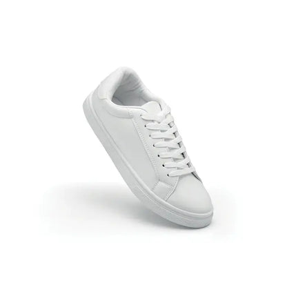 Adidași albi din piele ecologică cu design minimalist și șireturi asortate în mărimea 37