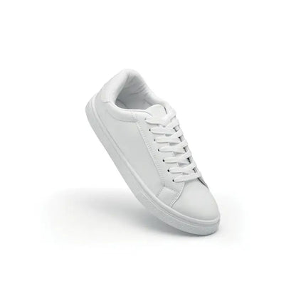 Adidasi in pu 39 albi din piele ecologica cu design minimalist si sireturi asortate pentru uz casual
