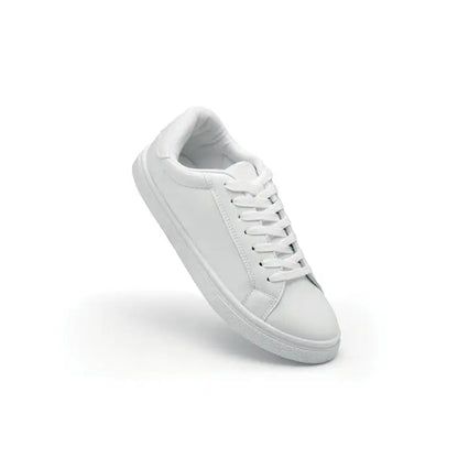Adidasi in PU 40 alb cu design minimalist si snururi asortate din piele ecologica pentru uz zilnic