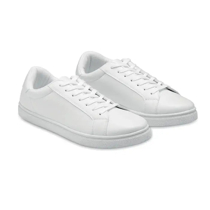 Adidași albi din piele ecologică PU mărimea 41 cu design minimalist și șireturi asortate