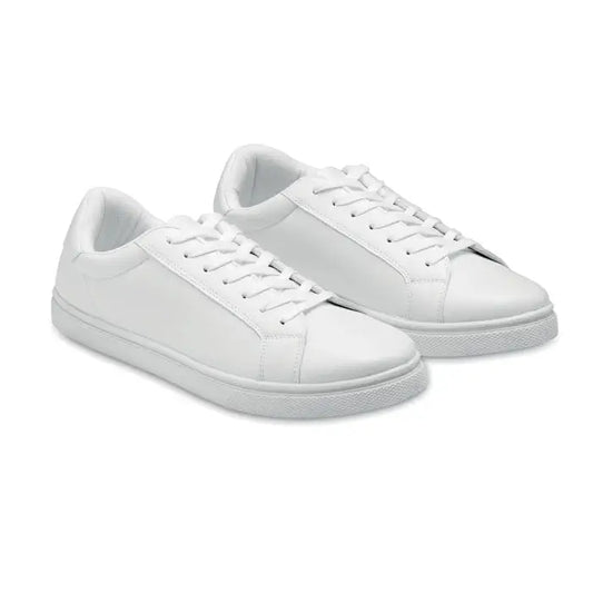 Adidași albi din piele ecologică PU mărimea 41 cu design minimalist și șireturi asortate