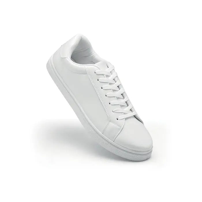 Adidași din piele albă PU 41 cu design minimalist și șireturi asortate în stil low-top