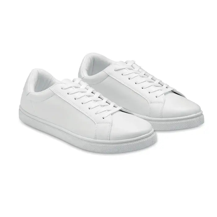 Adidasi in pu 44 din piele alba cu design minimalist si sireturi asortate pentru uz casual