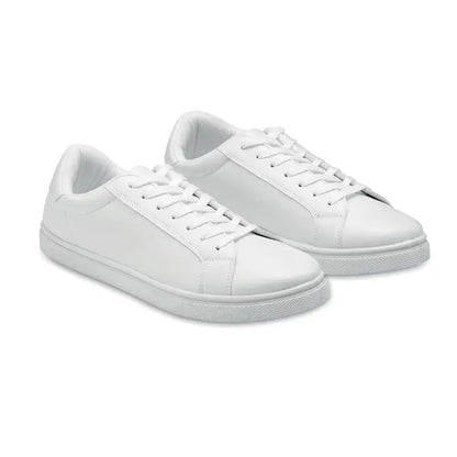 Adidasi in pu 44 din piele alba cu design minimalist si sireturi asortate pentru uz casual