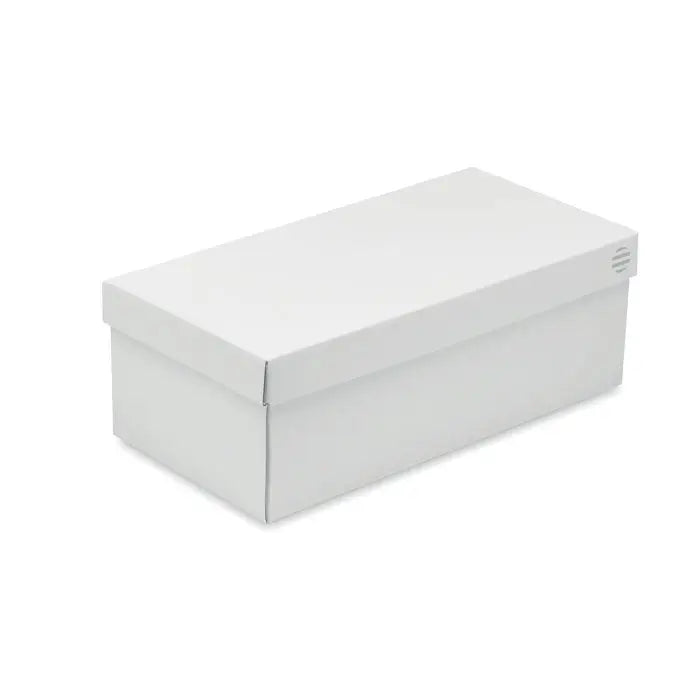 Cutie alba rectangulare pentru adidasi din pu 44 cu design minimalist si logo subtil pe lateral