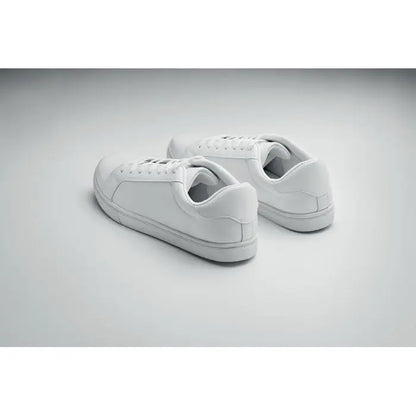 Adidasi in pu 45 cu design minimalist alb din piele ecologica cu sireturi asortate