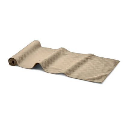 Aler de masa din poliester bej cu model texturat și pattern subtil în carouri
