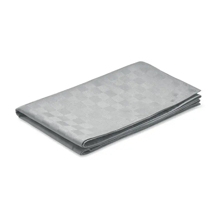 Alergător de masă din poliester cu prosop microfiber gri pliat cu model discret în carouri