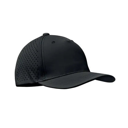 Apcă de baseball neagră perforată cu design modern și 5 panouri din material 130 gr/m²