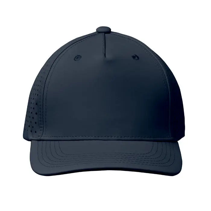 Sapca de baseball cu 5 panouri neagra perforata 130 grm² cu coroana structurata si cozoroc curbat