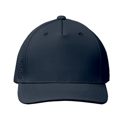 Sapca de baseball cu 5 panouri neagra perforata 130 grm² cu coroana structurata si cozoroc curbat