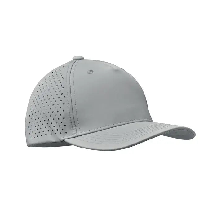 Sapca de baseball gri deschis cu 5 panouri perforate si croiala structurata 130 gr/m²