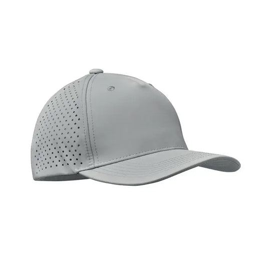 Sapca de baseball gri deschis cu 5 panouri perforate si croiala structurata 130 gr/m²