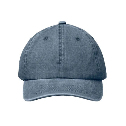 Sapca de baseball cu 6 panouri din denim albastru sifonat cu tiv curbat si cusaturi vizibile