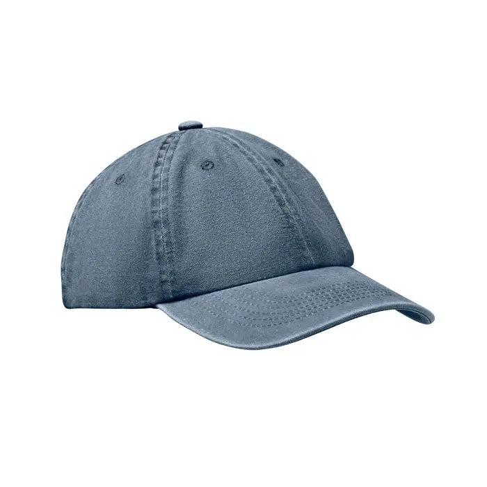Sapca de baseball din denim albastru clasic cu 6 panouri si bor curbat din material 265 gr/m²