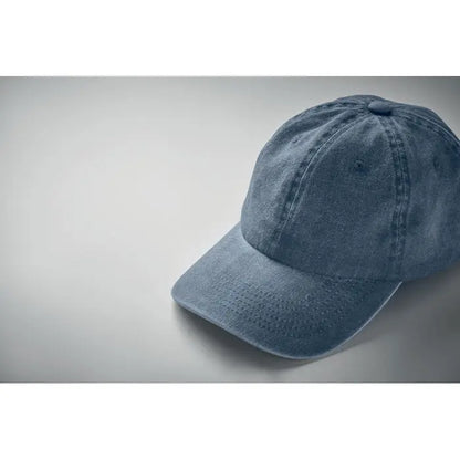 Apca de baseball cu 6 panouri din denim albastru deschis cu cusaturi vizibile si cozoroc curbat
