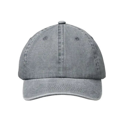 Apca de baseball cu 6 panouri gri deschis din denim cu 265 gr/m² si coasaturi vizibile