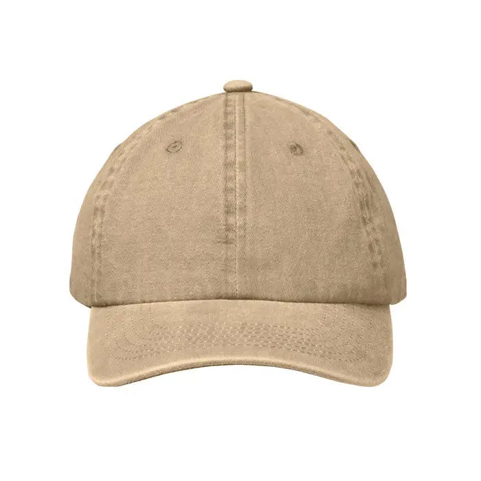 Sapca de baseball bej din bumbac twill cu 6 panouri si ochiuri cusute pentru aerisire