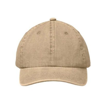 Sapca de baseball bej din bumbac twill cu 6 panouri si ochiuri cusute pentru aerisire