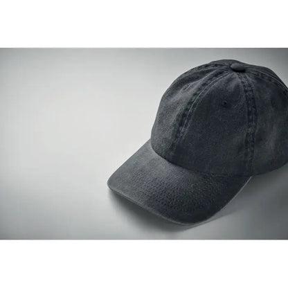 Sapca de baseball din denim gri inchis cu 6 panouri si orificii cusute din bumbac 265 gr/m²