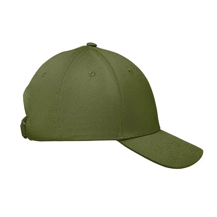 Sapca de baseball din bumbac olive green cu 6 panouri, coroană structurată și bor curved pentru uz casual