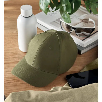 Sapca de baseball din bumbac olive green cu 6 panouri structurate si bor cusut