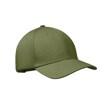 Sapca de baseball din bumbac olive green cu 6 panouri, coroană structurată și bor curved