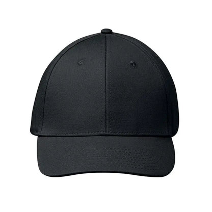 Sapca de baseball din bumbac neagra cu 6 panouri si cusaturi structurate