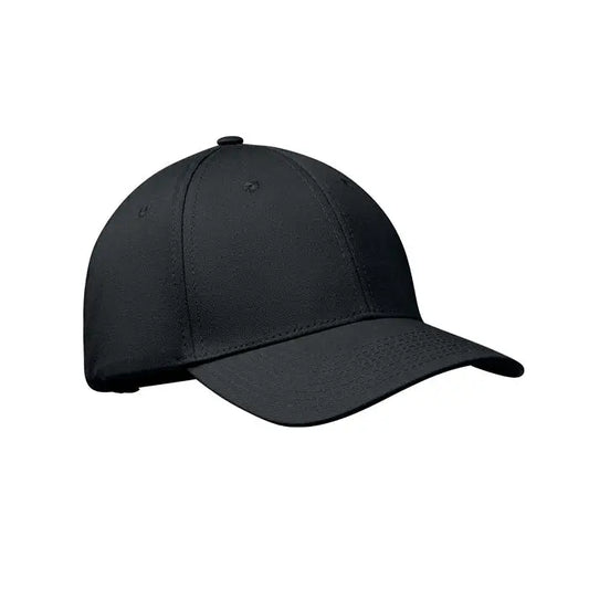 Sapca de baseball neagra din bumbac cu 6 panouri si cusaturi suprapuse pentru rezistenta