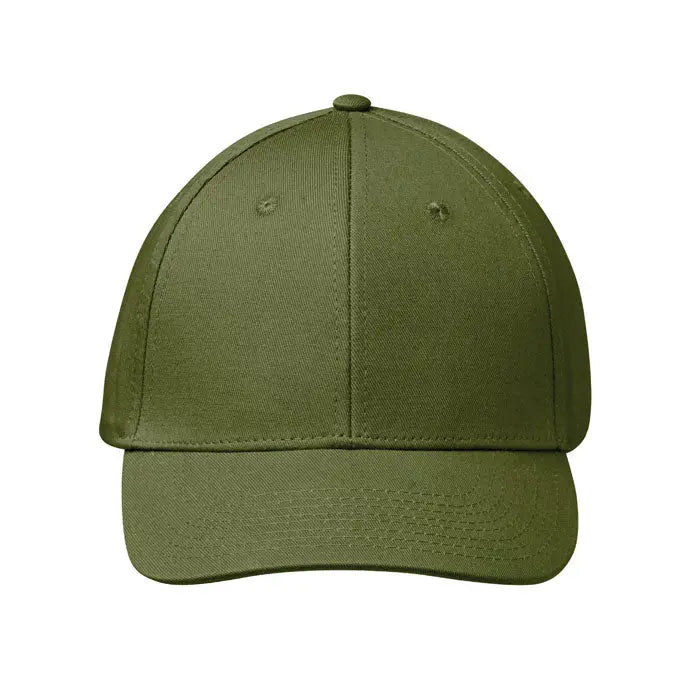 Sapca de baseball olive green din bumbac cu 6 panouri, coroana structuratã si bor curbat