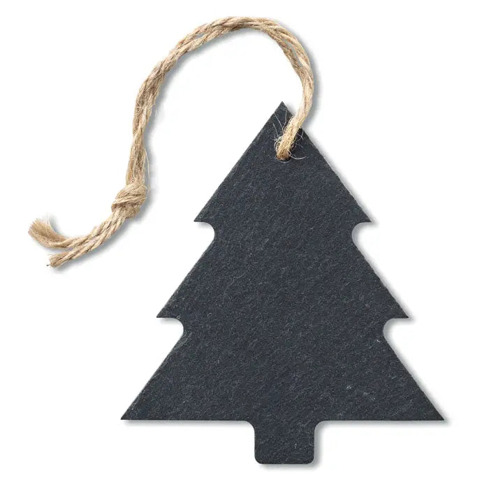 Ardezie ornament de Craciun negru cu agatator din snur natural pentru decoratiuni festive