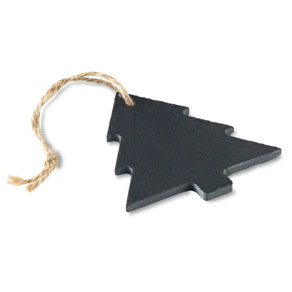 Ornament de craciun din ardezie neagra cu snur natural pentru agatat ornamente festive
