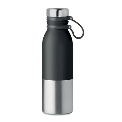 Balon cu perete dublu 600 ml sticla neagra si argintie din otel inoxidabil cu design modern si elegant