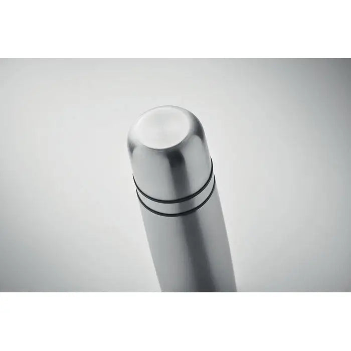 Balon cu perete dublu 750ml din oțel inoxidabil argintiu cu sticlă termică și capac rotund cu două benzi negre de etanșare