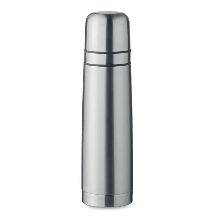 Balon cu perete dublu 750ml termos izolat argintiu din otel inoxidabil cu doua benzi negre elegante