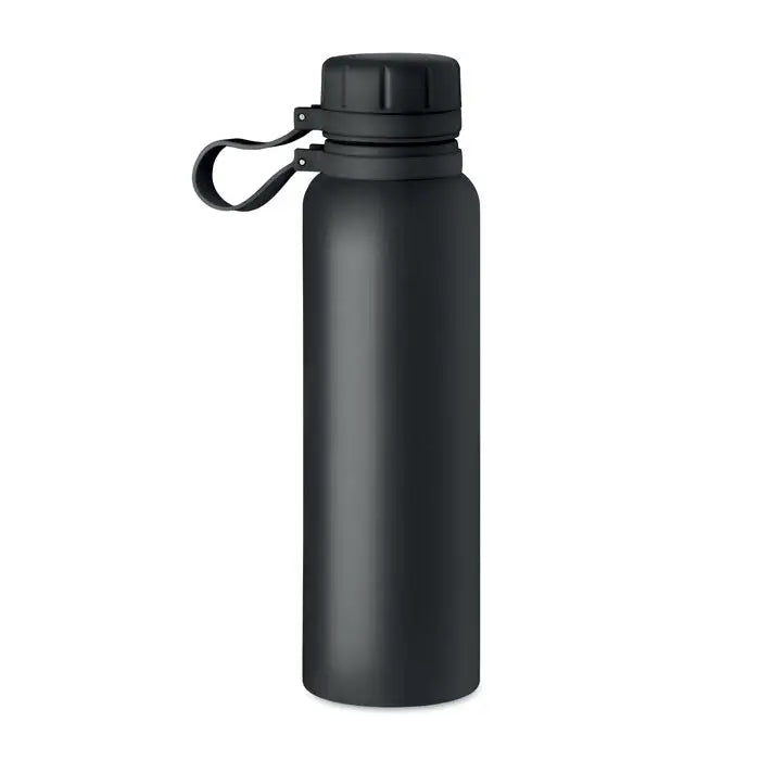 Balon cu perete dublu 780 ml sticla de apa neagra din otel inoxidabil mat cu capac surub si bucla integrata