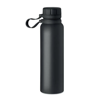 Balon cu perete dublu 780 ml sticla de apa neagra din otel inoxidabil mat cu capac surub si bucla integrata