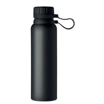 Balon cu perete dublu 780 ml flacon negru din inox cu finisaj mat si capac cu filet si bucla integrata