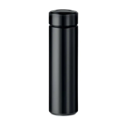 Balon cu perete dublu de 425 ml, termos cilindric negru cu capac asortat pentru bauturi calde sau reci