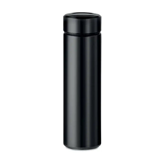 Balon cu perete dublu de 425 ml, termos cilindric negru cu capac asortat pentru bauturi calde sau reci