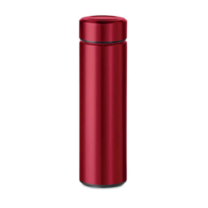 Balon cu perete dublu de 425 ml red metallic izolat termic din metal cu design cilindric si capac asortat