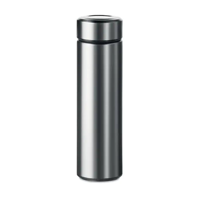 Balon cu perete dublu de 425 ml un termos cilindric din otel inoxidabil cu capac asortat argintiu sleek