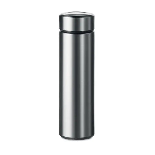 Balon cu perete dublu de 425 ml un termos cilindric din otel inoxidabil cu capac asortat argintiu sleek