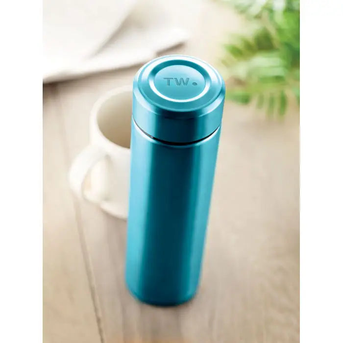 Balon cu perete dublu de 425 ml din oțel inoxidabil izolant mat teal cu capac asortat și logo tw