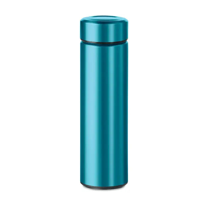 Balon cu perete dublu de 425 ml teal metalic izolat din otel inoxidabil cu capac asortat pentru calatorii